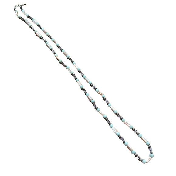 Vintage Carolyn Pollack Beaded Necklace Single Strand Pastel Stones Silver Beads - Picture 4 of 7